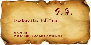 Iczkovits Héra névjegykártya